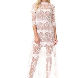 For Love And Lemons Sheer White Lace High Low Dress